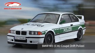 ck-modelcars-video: BMW M3 (E36) Coupe Baujahr 1991 Drift Polizei weiß / grün 1:18 Solido