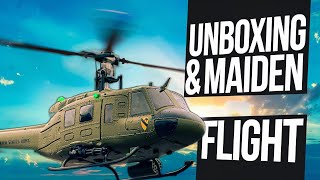 Eachine E190 Scale Rc Helicopter UH-1 HUEY Unboxing and Maiden Flight