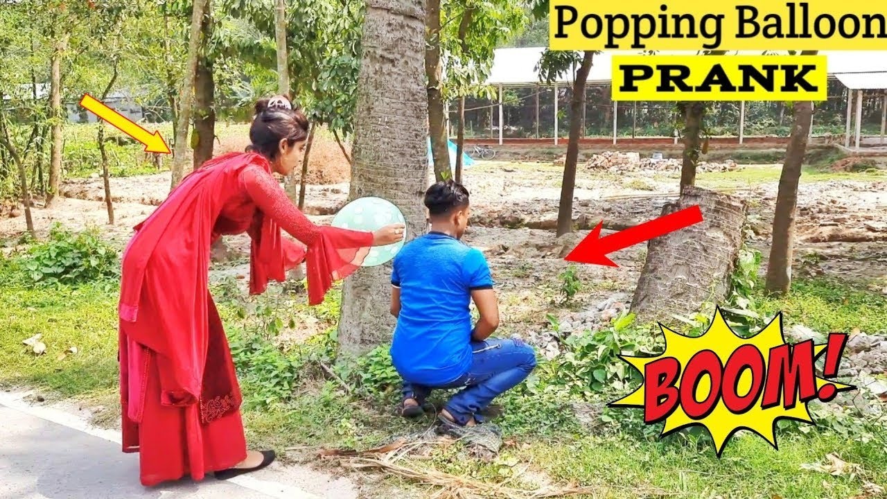 Crazy Popping Balloon Prank Popping Balloons Prank On Cute Girls