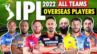 IPL 2022 - All Teams Foreign/Overseas Players List |  RCB,CSK,MI,KKR,DC,RR, PBKS,SRH Squad 2022