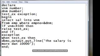 PL/SQL: Exception (User defined)