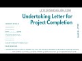 Undertaking Letter For Project Completion