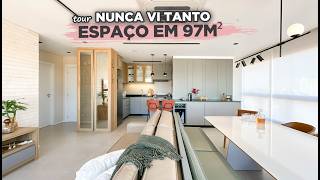 ⁠Fiquei IMPRESSIONADA com o TANTO DE ESPAÇO desse APÊ de 97m² que ficou SUPER AMPLO | Gaby Garciia