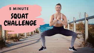 5 MINUTE SQUAT CHALLENGE | Quick booty burn and leg toning workout