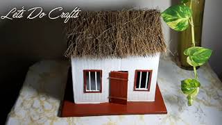 HOW TO MAKE CARDBOARD HUT & COW SHELTER FOR SCHOOL PROJECT/making a miniature model hut for projects