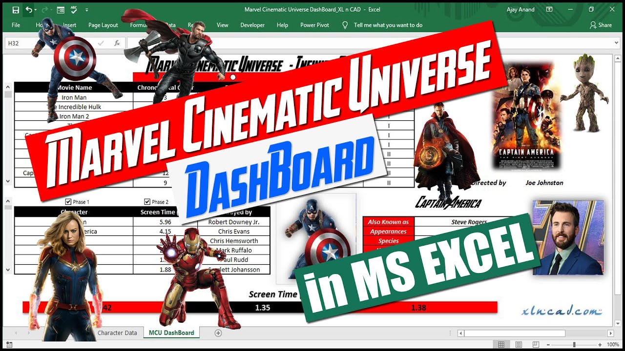 Excel Dashboard For Marvel Cinematic Universe - YouTube