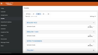 Standards Based Grading - Gradebook Student View