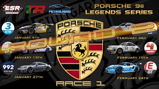 ESR, PHSR \u0026 Tugas Porsche 911 Legends CARRERA CUP (964) @ Laguna Seca with commentary RACE 1