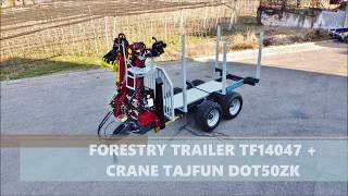 Forestry trailer Schwarz TF14047 with crane Tajfun DOT50ZK