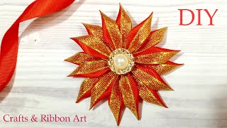 Amazing Kanzashi Flower🌹 Easy Flower Making🌹 Ribbon Flower Tutorial🌹How to Make Ribbon Flower