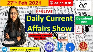 8:00 AM - Daily GK: 27th Feb 2021 |Current Affairs 2021 | Daily Current Affairs | Ambitious Baba