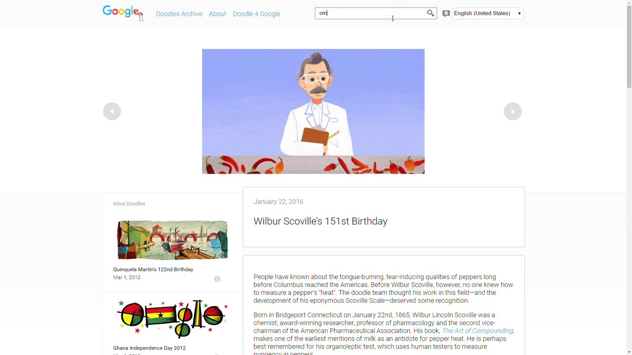 Wilbur Scoville’s 151st Birthday Google Doodle Aka '' Pepper Game ...