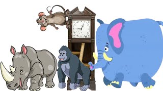 Hickory Dickory Dock monkey, mouse, rhino and elephant Song 3 | Nursery Rhymes \u0026 Kids Song|CocoMania