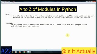 What are modules in python programming / how to create user defined modules in python /python