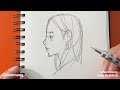 how to draw side face profile tip step by step