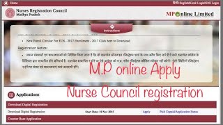 MP Online Apply Nurse council Registration Bsc Nursing /Post Bsc Nursing /GNM/ANM