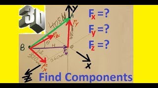 Vector Mechanics Statics: example: 2.89. Find 3D vector components