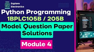 Model QP Solution | PYTHON PROGRAMMING Module 4 | 1BPLC105B/205B