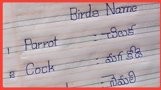 birds names in telugu and english//birds name in english//birds name in telugu//పక్షుల పేర్లు