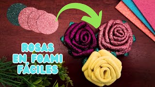 Rosas en Foami/Goma Eva paso a paso🌹, Hermosas y Fáciles | DIY