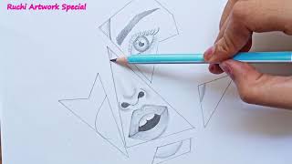 How to Draw a Girl Face Broken Like a mirror / Easy and Beautiful Pencil Sketch Drawing