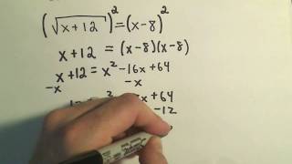 Solving an Equation Involving a Single Radical (Square Root) - Example 1