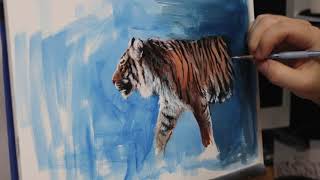 Quick Sketch Tiger  Painting Time-Lapse