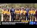 CS Duale & President Ruto at NYS College Gilgil for KFS Cadets & Forester Trainee passing-out parade