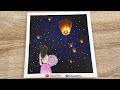 Make a Wish | How to Paint Sky Lanterns Acrylic Painting | Joy  of Art #123