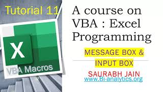 VBA Tutorial 11 InputBox & Message Box (MsgBox)