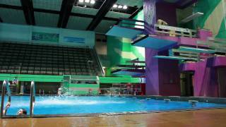 Gainer backflip 5 metre platform swimming pool