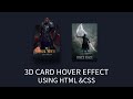 3D Card Hover Effect using HTML & CSS | CSS Animation