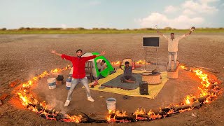 LIVING IN FIRE CIRCLE FOR 12 HOURS CHALLENGE
