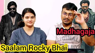 Madhagaja title Song reaction | KGF monster song | YASH | SRIMAULI | @reactionsbyIndiancouple