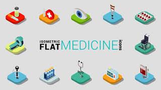 3D Isometric Flat Icons Pack | After Effects template
