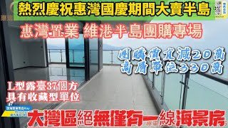 10月惠灣置業維港半島團購專場，直減20萬優惠，東南西三個朝向露台￼，具有收藏型的大平層單位。大灣區絕無僅有一線海景房你值得擁有 #大平層  #豪宅 #維港半島 #一線海景 #度假 #維港半島211