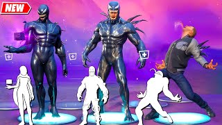 NEW VENOM Fortnite (Eddie Brock \u0026 Symbiote) doing all Built-In Emotes, incl. Venom Unleashed Emote!