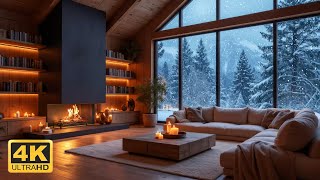 Chilly Winter Morning at Cozy Living Room Ambience with Soothing Piano Music \u0026 Fireplace❄️🔥