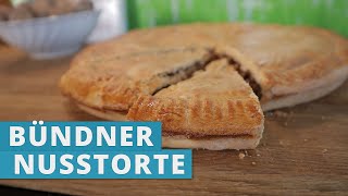 Selbstgemachte Bündner Nusstorte