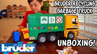 GARBAGE TRUCK Videos For CHILDREN l Bruder RECYCLING TRUCK 4143 Unboxing Review  Garbage Trucks Rule