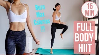 15 MIN INTENSE FULL BODY HIIT TO BURN MAX CALORIES (with No Jumping Options) ~ Emi