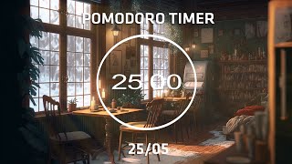 25/5 Pomodoro Timer | Cozy Coffee Shop with lofi for Relaxing, Studying and Working ❄️ | 4 x 25 min