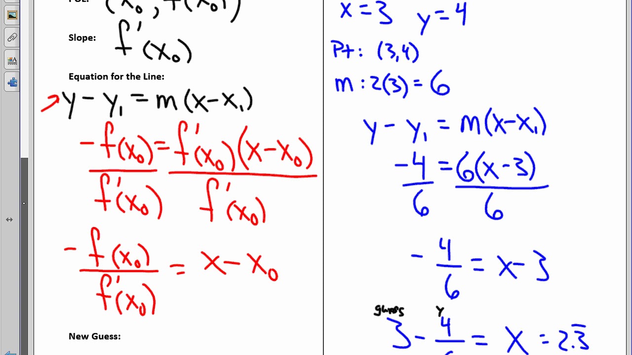 Calculus Unit 4.9 Notes Newton's Method Day 1 2020 - YouTube