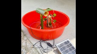 手工制作的太阳能竹水车，小朋友玩得开心又安全。bamboo water wheel