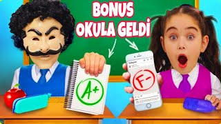 ELİF BONUS OKULA GELDİ !! KORKTU OKULDAN KAÇTI !! بابا جاب لي بالون - جنى مقداد | طيور بيبي