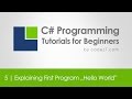 C# Programming Tutorial 5 - Explaining First Program 