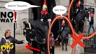 The Lady Guard Reacts immediately when disrespectful tourists suddenly touched the horse!