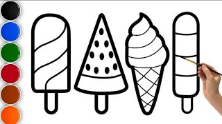 Drawing Ice-cream for Childrens | Easy Draw Step by Step Ice-cream for kids and toddlers #icecream