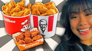 JOLLIBEE vs POPEYES vs KFC! Blind Fried Chicken Taste Test