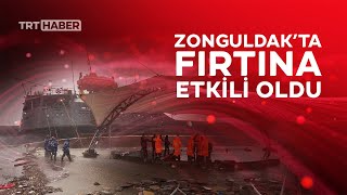 Zonguldak'ta fırtına gemiyi ikiye böldü